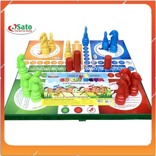Đồ chơi bộ cờ cá ngựa Sato loại lớn có hộp đựng 42x42cm cho bé - Bộ cờ cá ngựa bằng nhựa an toàn cho bé