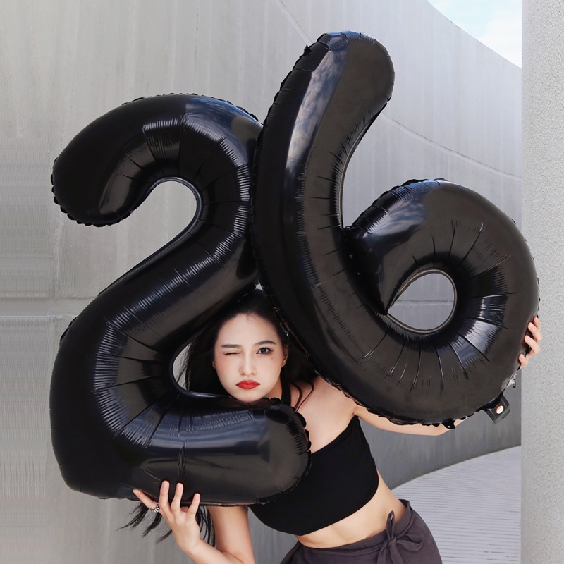 Bong Bóng Màu Đen Kỹ Thuật Số Dùng Trang Trí Chụp Ảnh Lễ Tốt Nghiệp