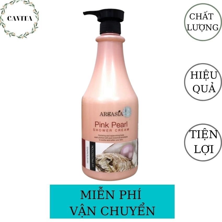 Sữa Tắm Trắng Da Argasia Ngọc Trai 1100ml Malaysia CAVITA giúp bật tông da, mịn màng, trắng sáng, dưỡng ẩm