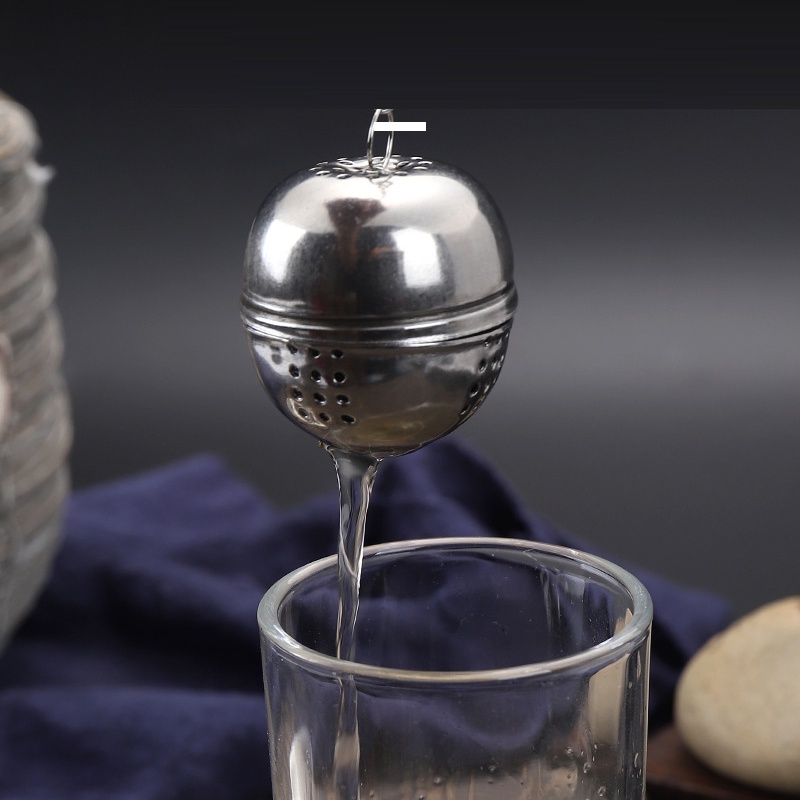 Bóng Lọc Trà inox mạ bạc cao cấp có dây treo tiện lợi- nhiều kích thước
