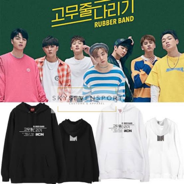 Áo Hoodie Cao Su In Hình Nhóm Nhạc Ikon