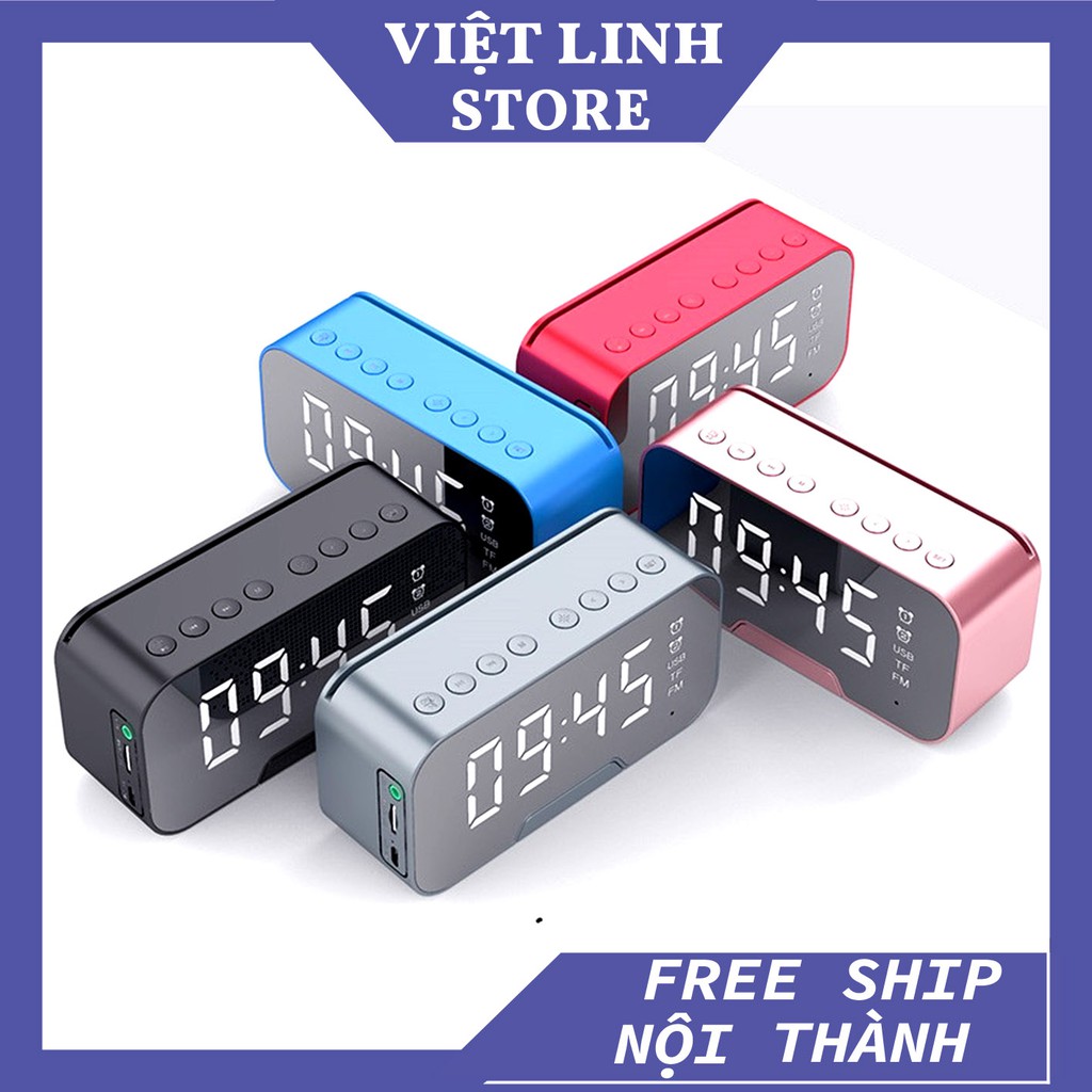 Loa Bluetooth Himiso K10 âm bass cực êm, có gương và mặt kính, đồng hồ báo thức, tạo sáng nhiều nấc - Việt Linh Store