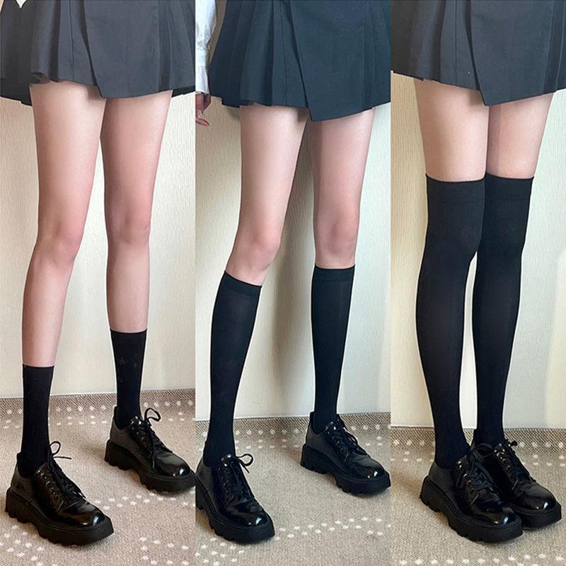Vớ Ống Dài Qua Gối Mỏng Mùa Hè Màu Đen Cho Nữ ic