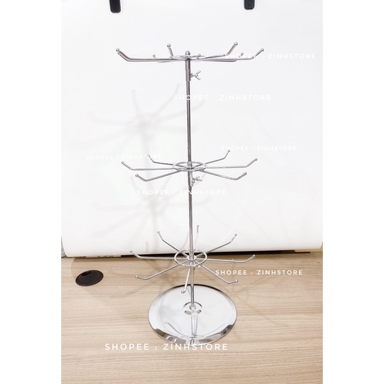 Kệ treo phụ kiện inox xoay 3 tầng