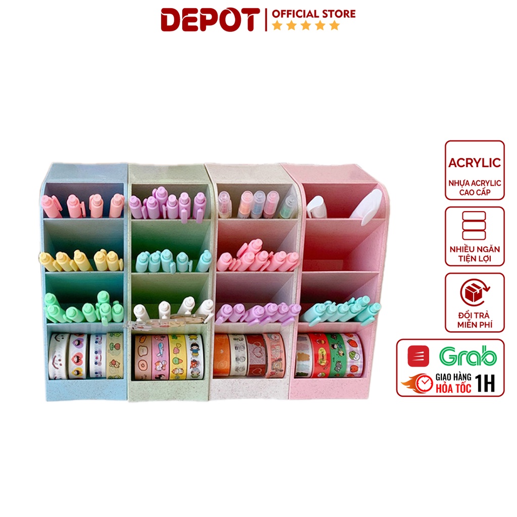 Kệ đựng bút 4 tầng để bàn, kệ đựng mỹ phẩm, cọ trang điểm nhiều ngăn DEPOT
