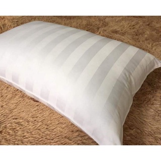 2 Vỏ Gối nằm. hoặc 1 vỏ gối ôm  Cotton Khách Sạn Trắng Sọc 50x70