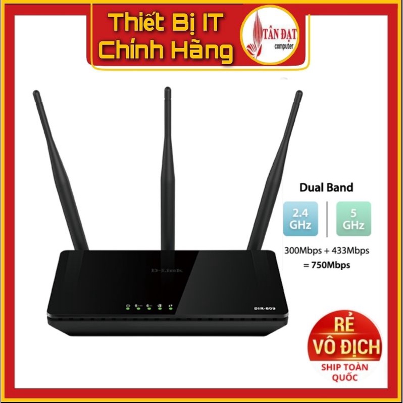 Bộ Phát Wifi Chuẩn AC750 D-Link DIR-809 (Đen) - Bảo Hành 24 Tháng