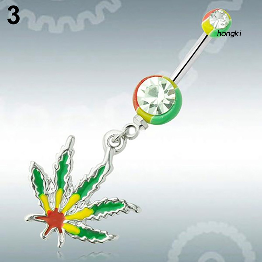 Khuyên Rốn Hình Lá Phong Đính Đá Thời Trang