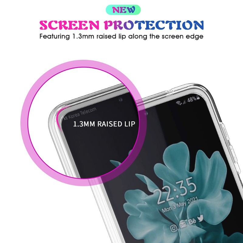 Ốp điện thoại tpu trong suốt chống sốc tích hợp sạc không dây đa năng cho Samsung Galaxy Z Flip 3