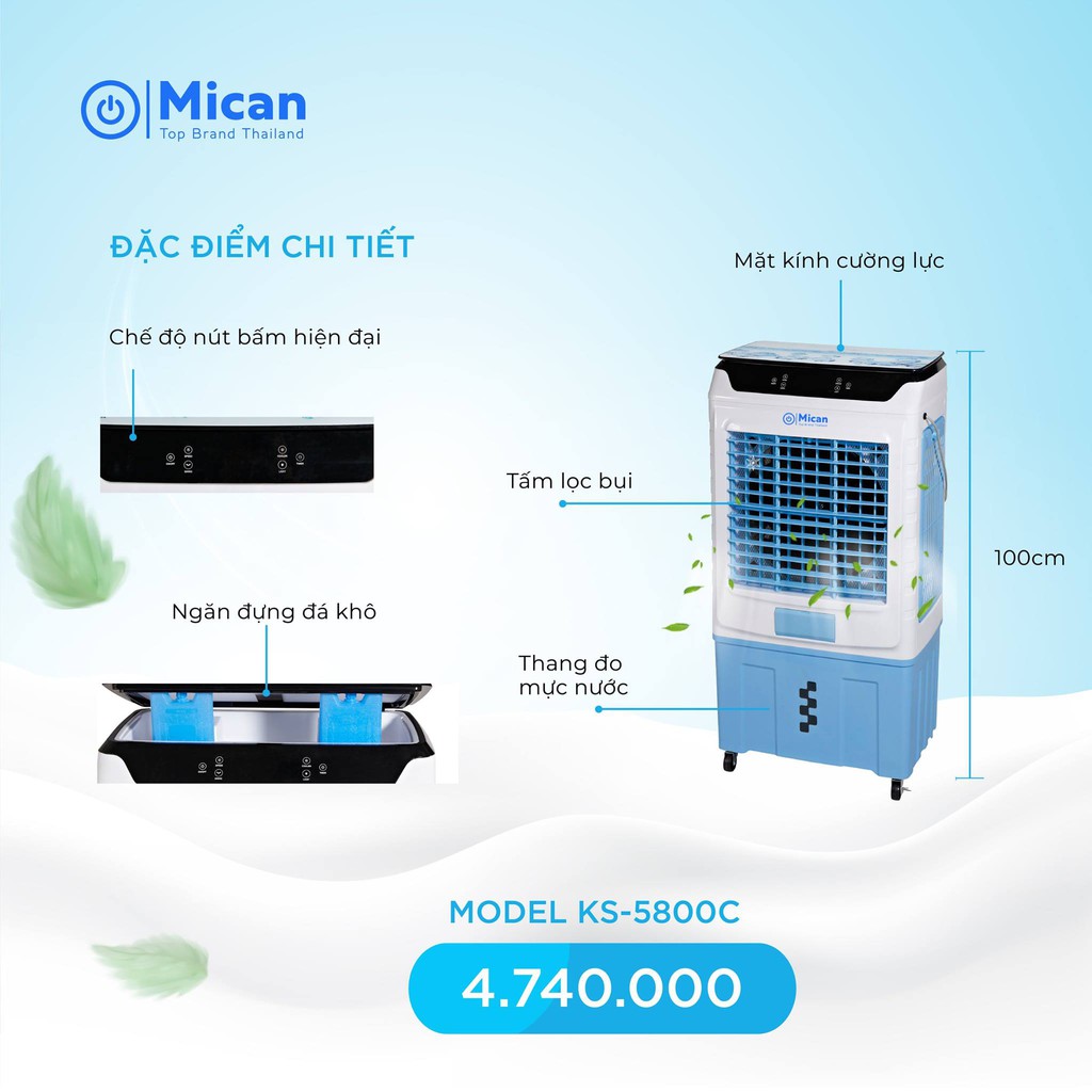 Máy làm mát không khí Mican Model KS - 5800C cho mọi nhà