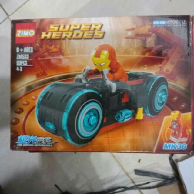 Mô Hình Lego Nhân Vật Siêu Anh Hùng Người Sắt Lái Xe Mô Tô