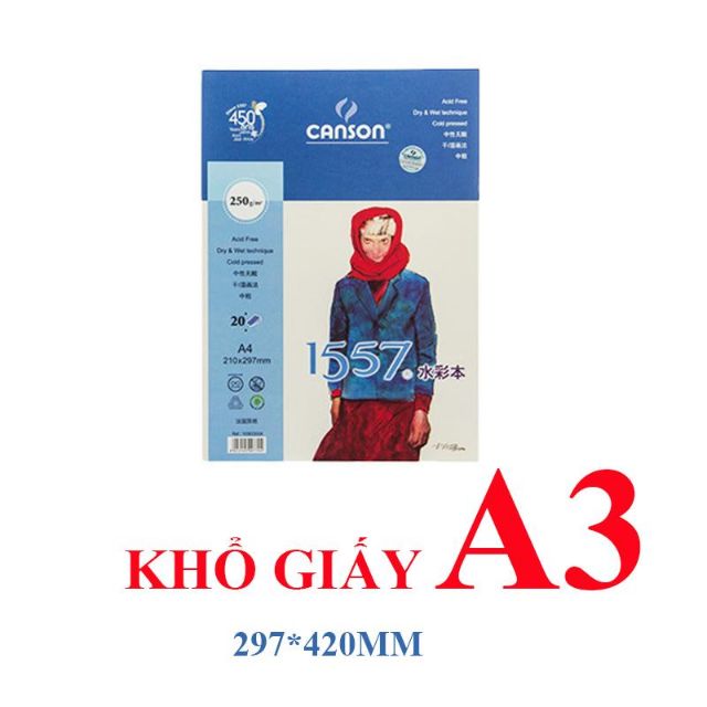 Sổ canson 1557 250gsm 20 tờ