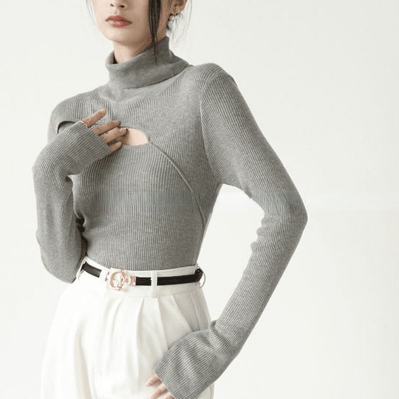 Áo len cổ cao tay dài mềm mại thời trang thu đông