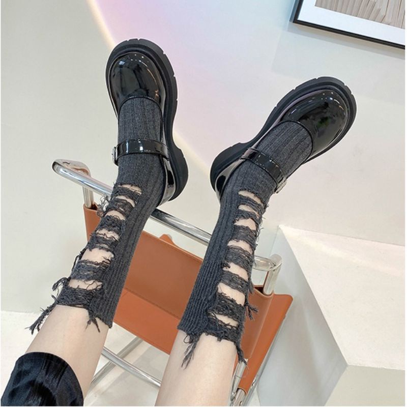 Giày LOLITA nữ đế bằng màu đen,xăng đan thời trang thu đông hottrend 2022 VINA STORE mã LOLITA- trơn