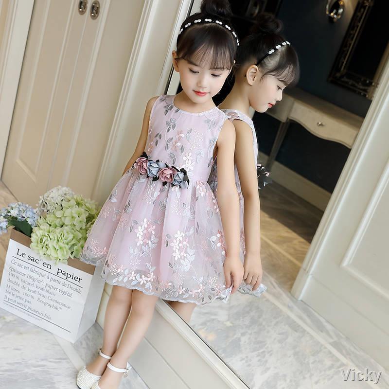🌈Thời Trang Trẻ Em🌈váy trẻ em gái mới hè 2019 phiên bản Hàn Quốc của trẻ em lớn thêu công chúa Váy váy thủy triều mùa