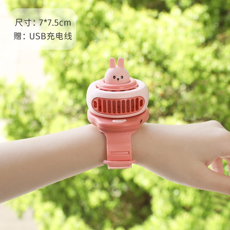 Quạt Sạc Nhỏ Gọn Hình Đồng Hồ Hoạt Hình Dễ Thương Cho Học Sinh