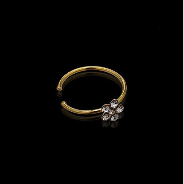 Vòng Kẹp Mũi Thời Trang Bằng Thép Không Gỉ Mặt Hoa Khảm Đá Cho Nữ