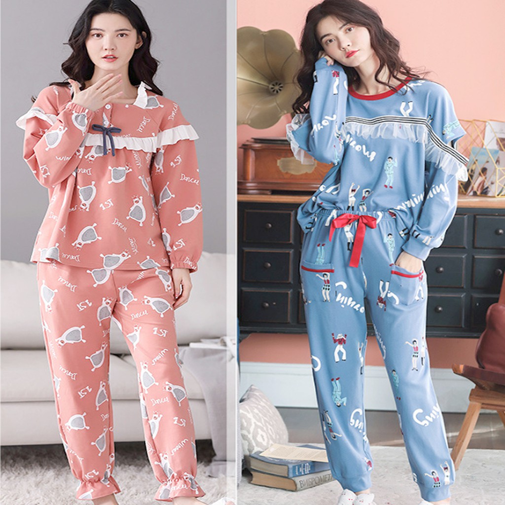 {ẢNH THẬT} BỘ THU ĐÔNG NỮ style Hàn Quốc chất COTTON 100-Shop đồ mặc nhà Thủy Bông-TD896