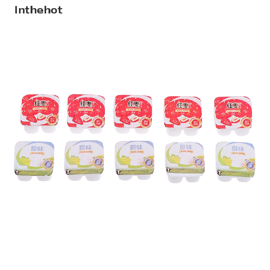 Set 10 mô hình sữa chua mini bằng nhựa tỉ lệ 1:12 trang trí nhà búp bê