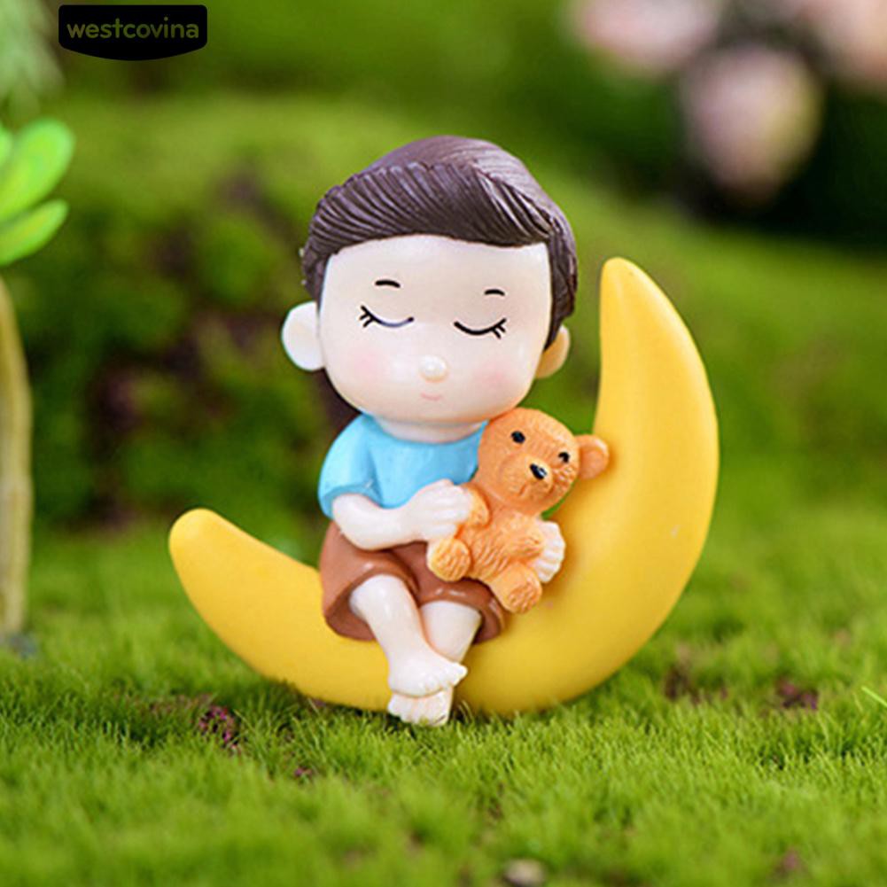 Set 2 mô hình cô bé và cậu bé trang trí tiểu cảnh xinh xắn