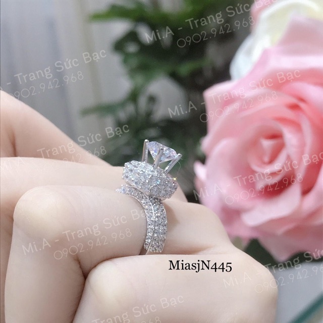 Ảnh Clip thật Nhẫn nữ bạc Ý S925 đá Cz miễn phí xi kim N443 | Mi.A Trang sức bạc