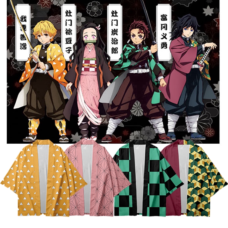 Áo khoác kimono dáng rộng phong cách anime "Demon Slayer: Kimetsu no Yaiba" dùng để hóa trang