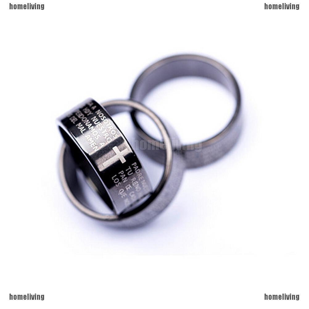 ❤❤ 1 Nhẫn Thép Titan Khắc Chữ Thập Cho Nữ