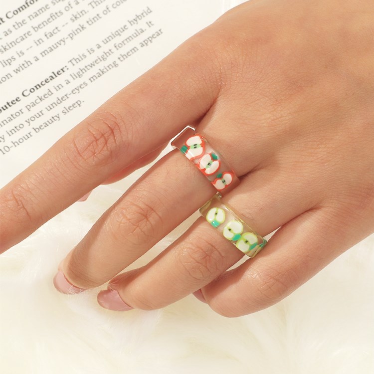 Nhẫn Nhựa Trong Suốt Hình Trái Cây Dễ Thương