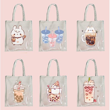 Túi tote trà sữa PVC trong TTP15 túi tote boba tea thần tượng