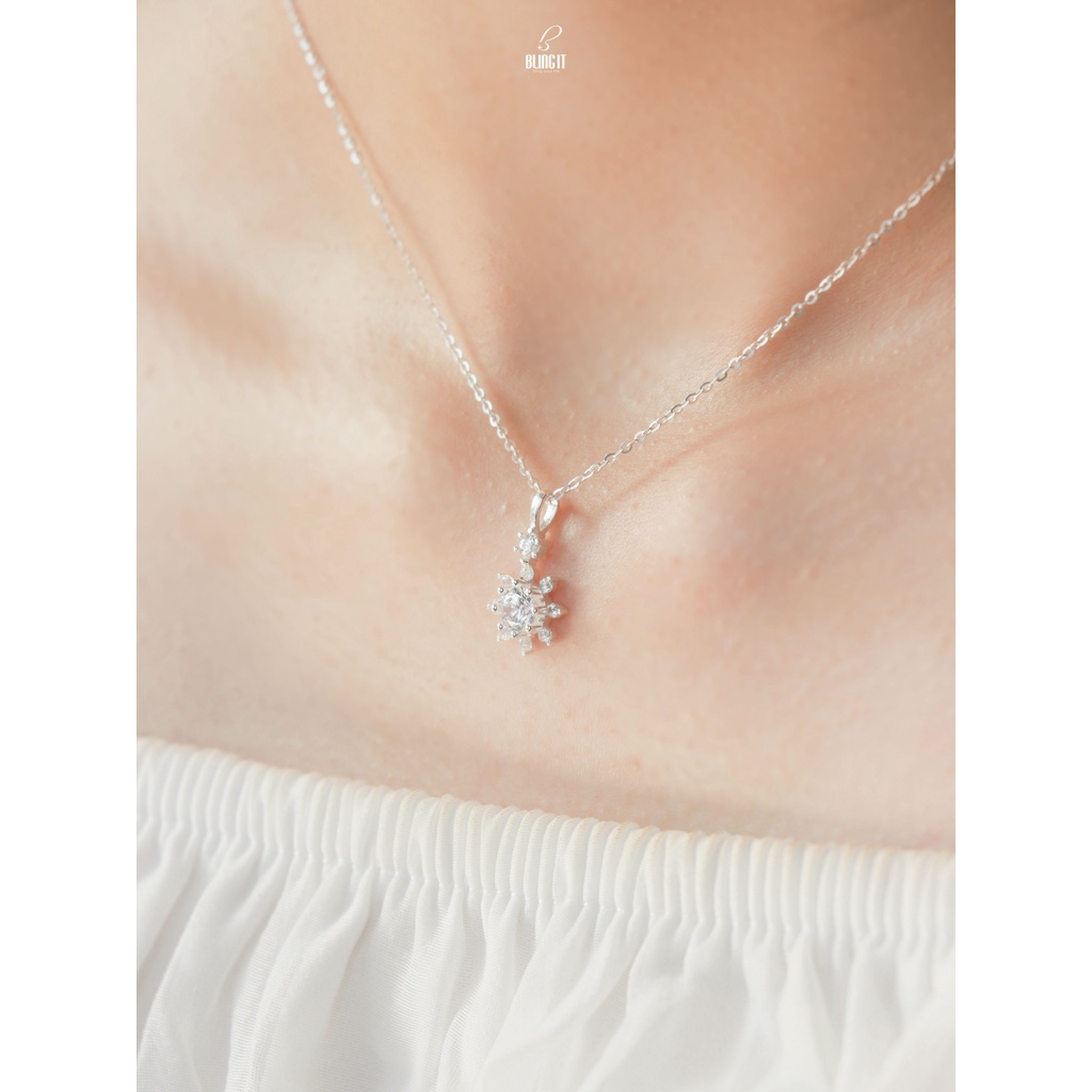 Dây Chuyền Bạc 925 Nữ 925 BLING IT Mặt Hình Mặt Trời Đính Đá Lấp Lánh Sang Trọng - BIVC290