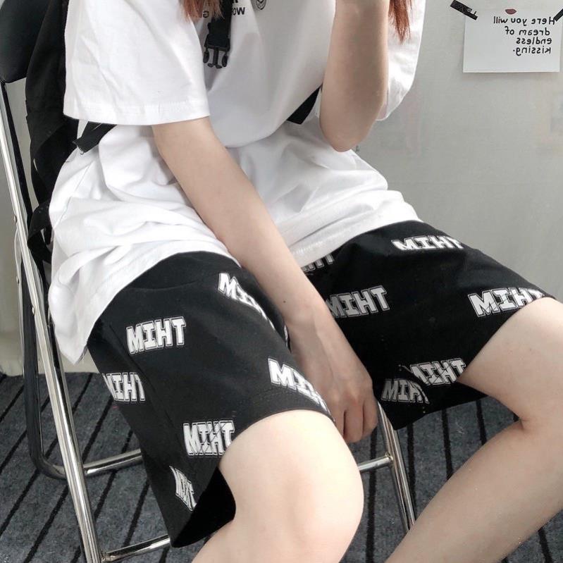 Quần Đùi Ngắn Ống Rộng Nam Nữ Unisex Rubystore,Quần Sooc Vải Lưng Thun Màu Đen Moonstore
