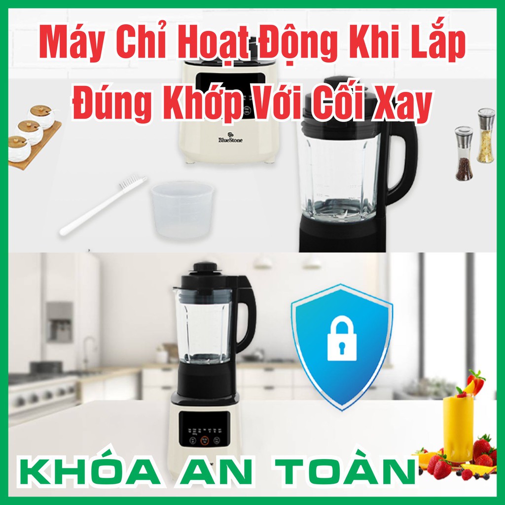 Máy Làm Sữa Hạt Đa Năng, Xay Nấu Tự Vệ Sinh Bluestone BLB-6035 Máy Làm Sữa Đậu Nành Xay Sinh Tố Xay Đá