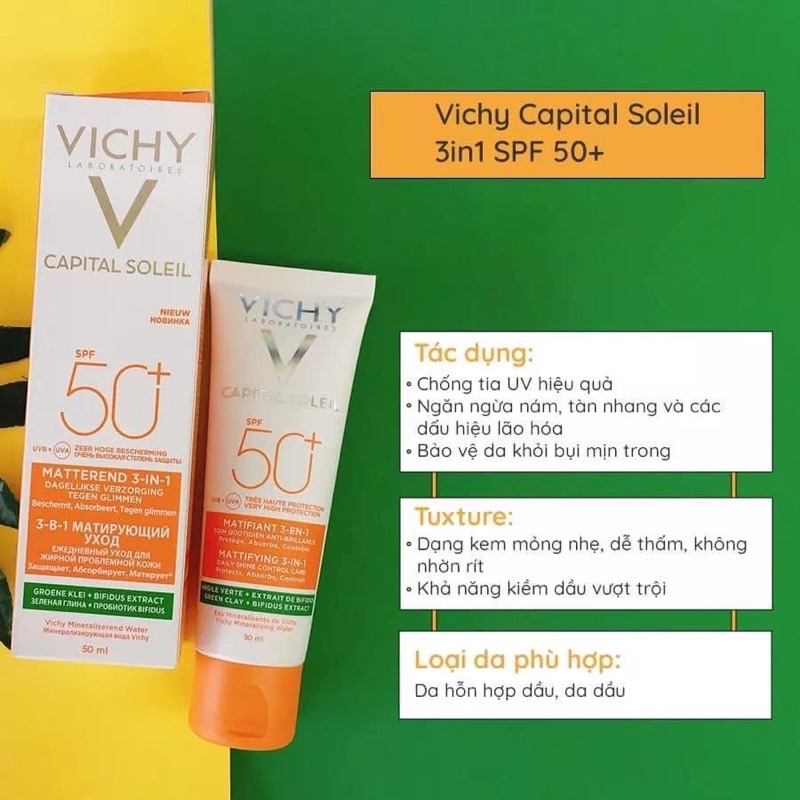 Kem Chống Nắng Vichy Capital Soleil SPF 50 Anti-Ageing 3-in-1 50ml
