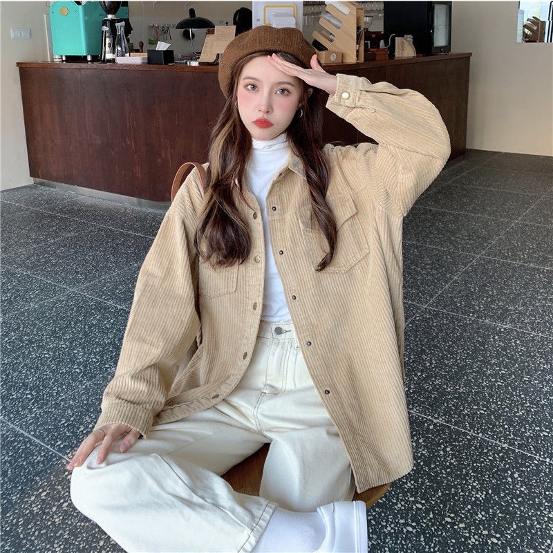 Áo sơ mi tay dài dáng rộng thiết kế mới thời trang theo phong cách vintage dành cho nữ