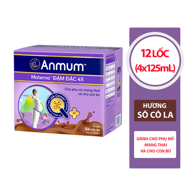 Thùng 12 lốc Sữa nước Anmum Materna Đậm Đặc 4X Hương Sô-cô-la