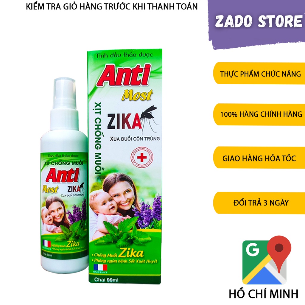 Xịt chống muỗi ANTI MOST ZIKA, xua đuổi côn trùng, tránh muỗi đốt cho bé yêu- chai 99ml [CHÍNH HÃNG] _MINH QUÂN4