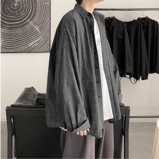 Áo Sơ Mi Caro Tay Dài Thời Trang Hàn Quốc Cho Nam áo sơ mi nữ kẻ caro áo sơ mi nam form rộng áo sơ mi nữ form rộng