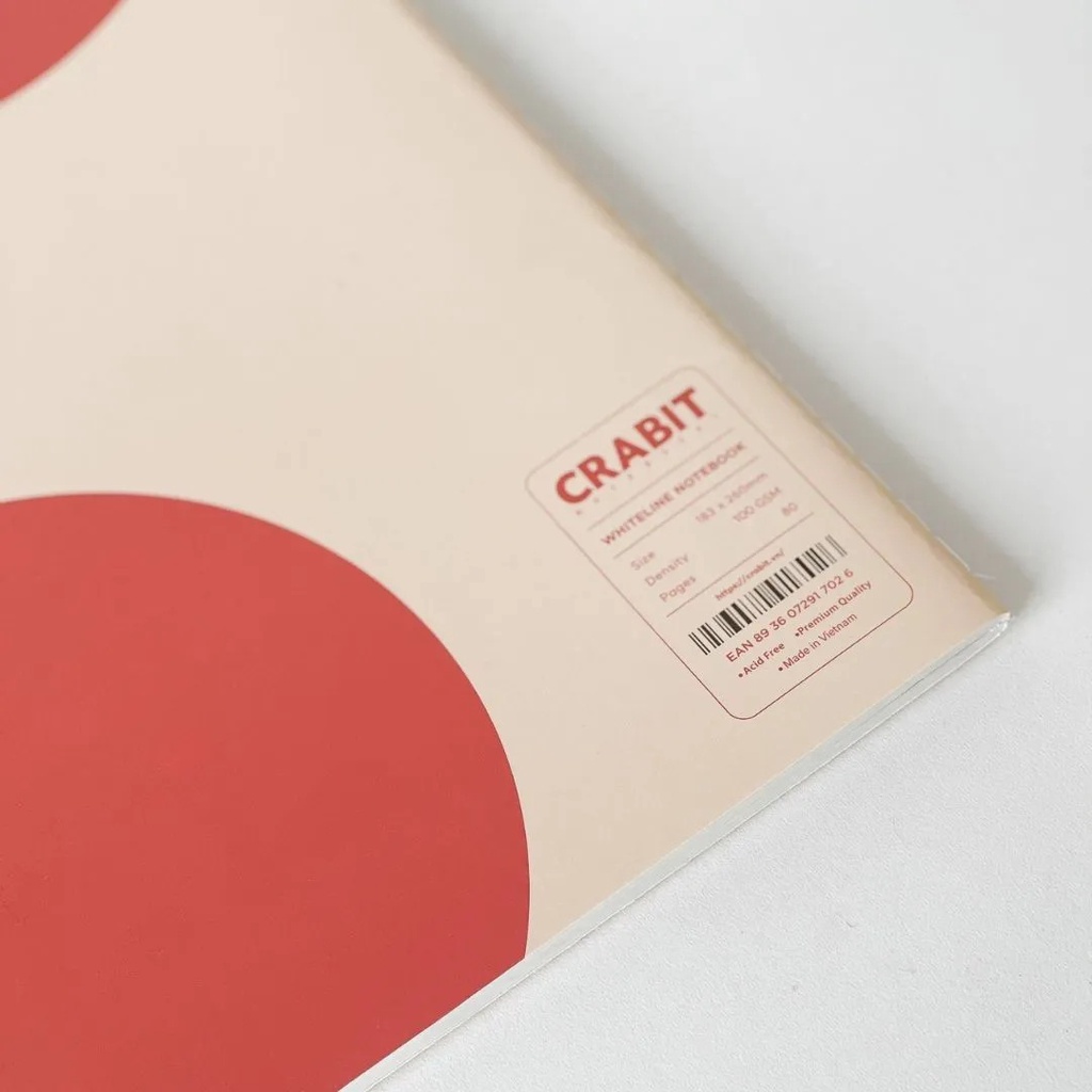 Vở CRABIT White line VÀNG ĐỎ đường kẻ trắng - Tập học sinh, sinh viên may gáy 100gsm 80 trang