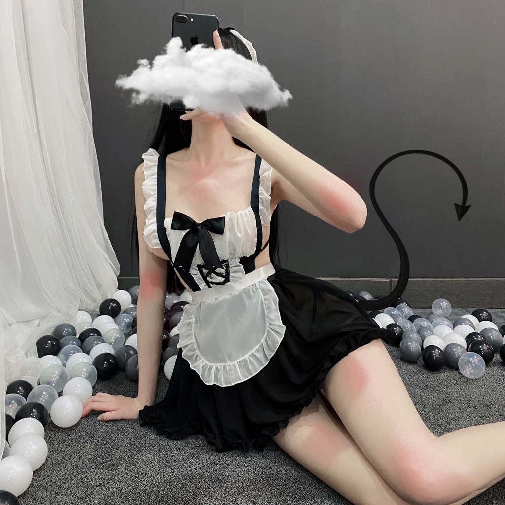 1 Cosplay Hầu Gái Nhật Bản Sexy - Bộ Đồ Ngủ Cô Giúp Việc Quyến Rũ Gợi Cảm - Maid Cosplay Outfit