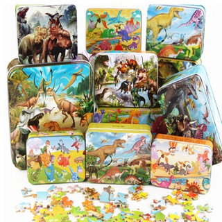 60/100/200/300 Pcs/Box Dinosaur Puzzle Wooden Toy Kids Educational