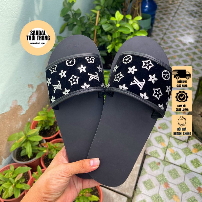 Dép quai ngang nữ nam, SANDALTHOITRAN sandal quai ngang đi học, đi chơi VL Trắng/Đen, sandal đồng nai full size 30-44