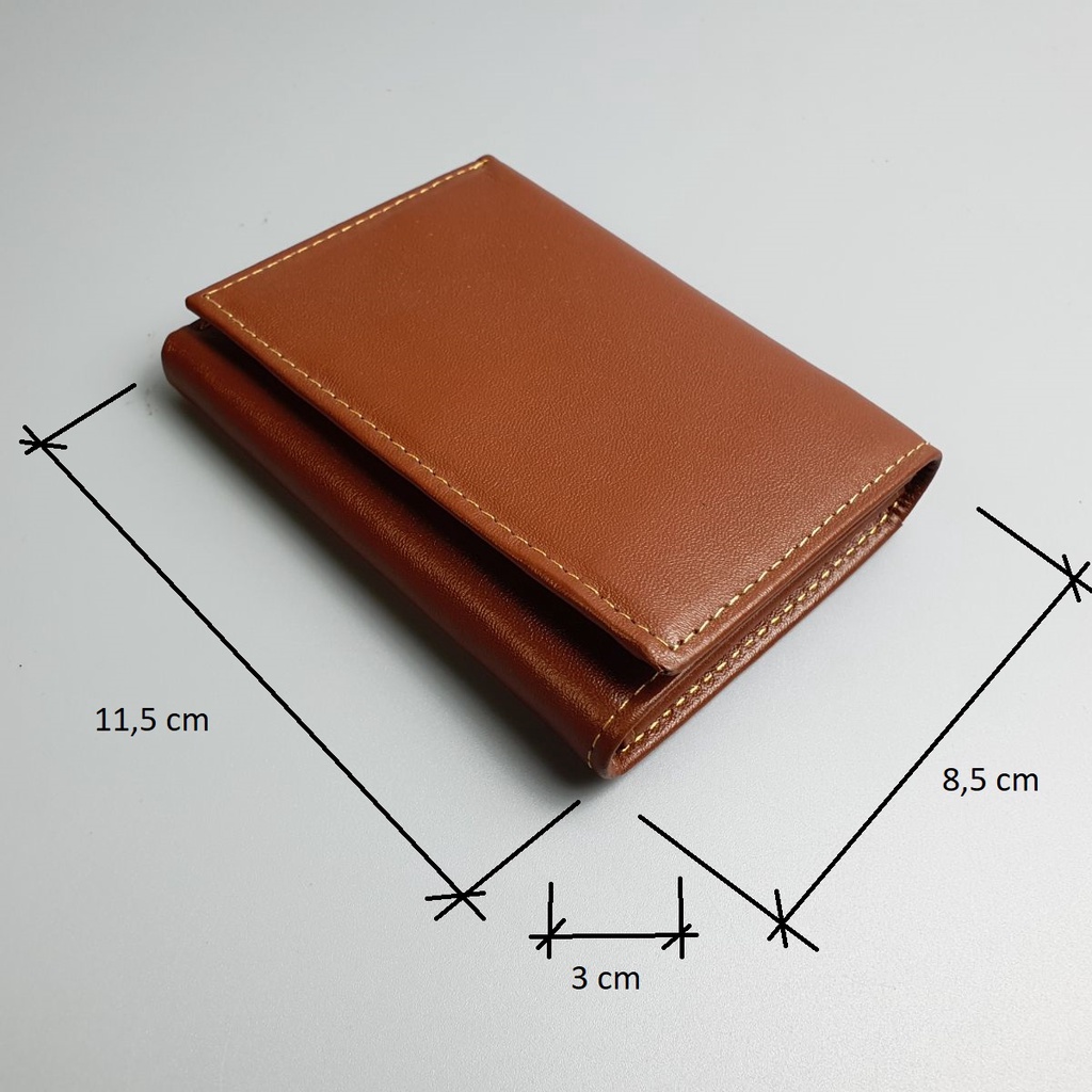 Ví nam gập 3 da bò thật WS102 - 100% da bò thật, BH 3 năm