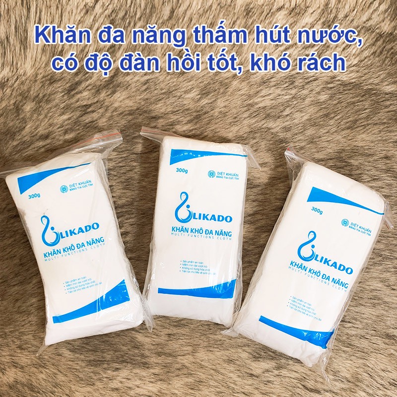 Giấy khô đa năng Likado, Khăn vải khô đa năng 300g chính hãng mềm mịn không mùi an toàn cho bé (270 tờ) Baby-S – SKH007