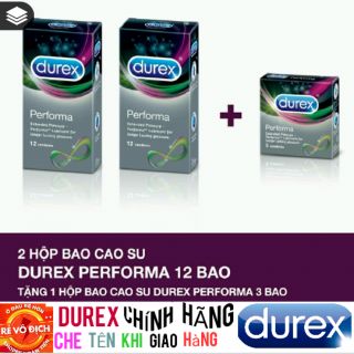 [ SIÊU RẺ ] Bộ 2 hộp bao cao su Durex Performa (12 bao/hộp) + Tặng 1 hộp bao cao su Durex Performa 3 bao