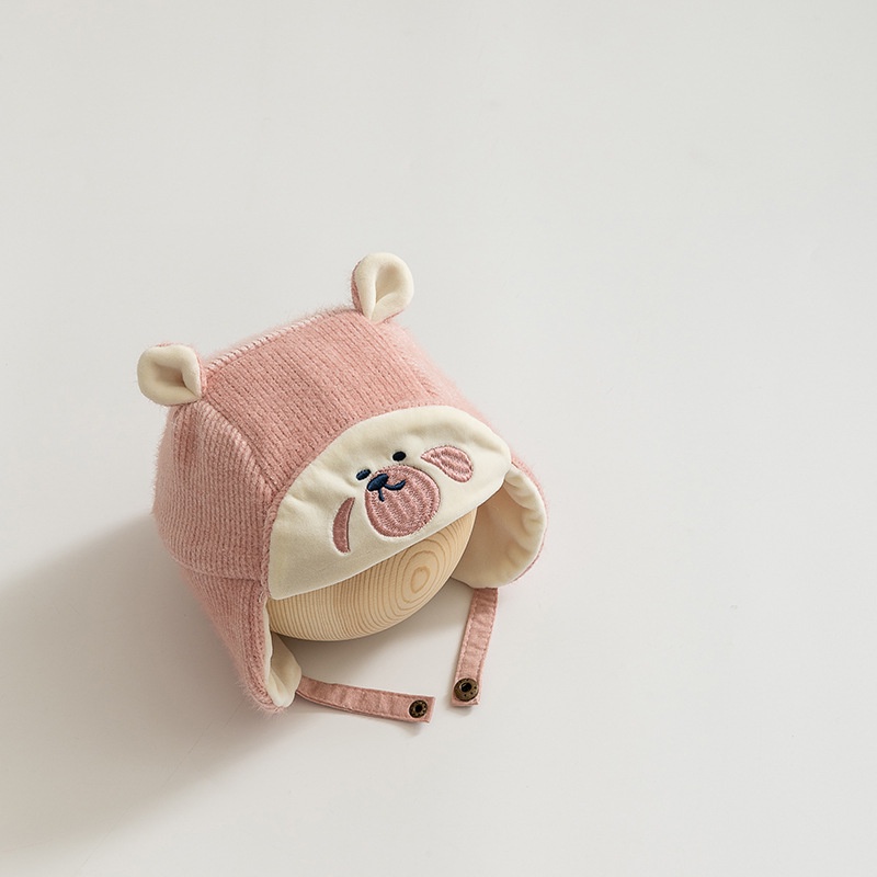 Nón Tai Bèo Dày Dặn Ấm Áp Thêu Họa Tiết Hoạt Hình Dễ Thương Cho Bé