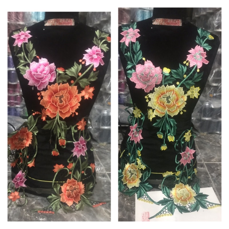 Set 1 cổ và 2 hoa tay thêu mã BC5
