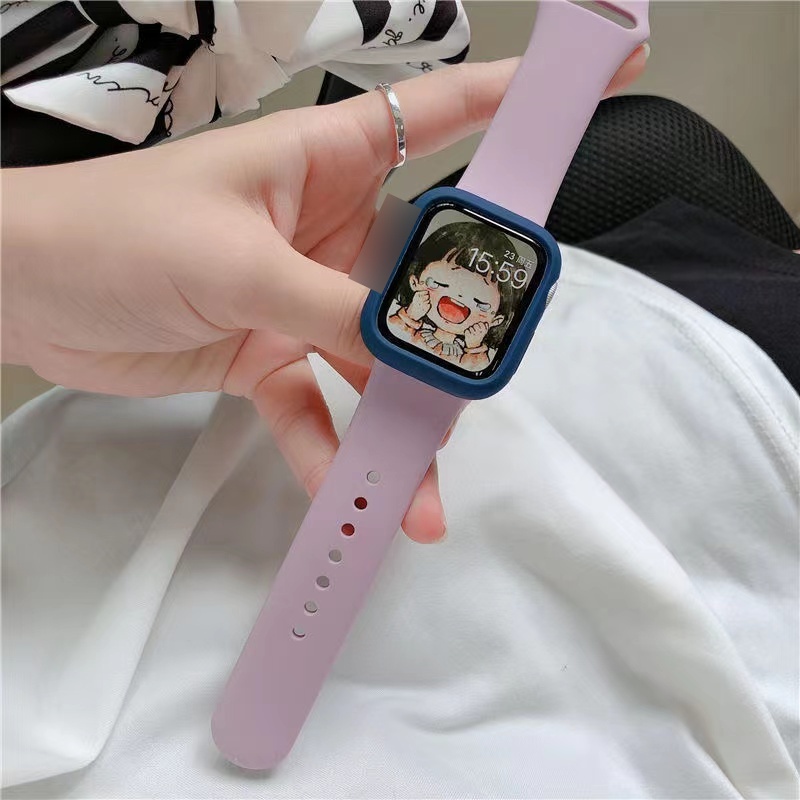Dây Đeo Đồng Hồ Bằng Silicone 50 Màu 44mm 40mm 45mm 41mm 49mm 42mm 38mm 44 45 mm iwatch series 7 se 3 4 5 6 8 Ultra