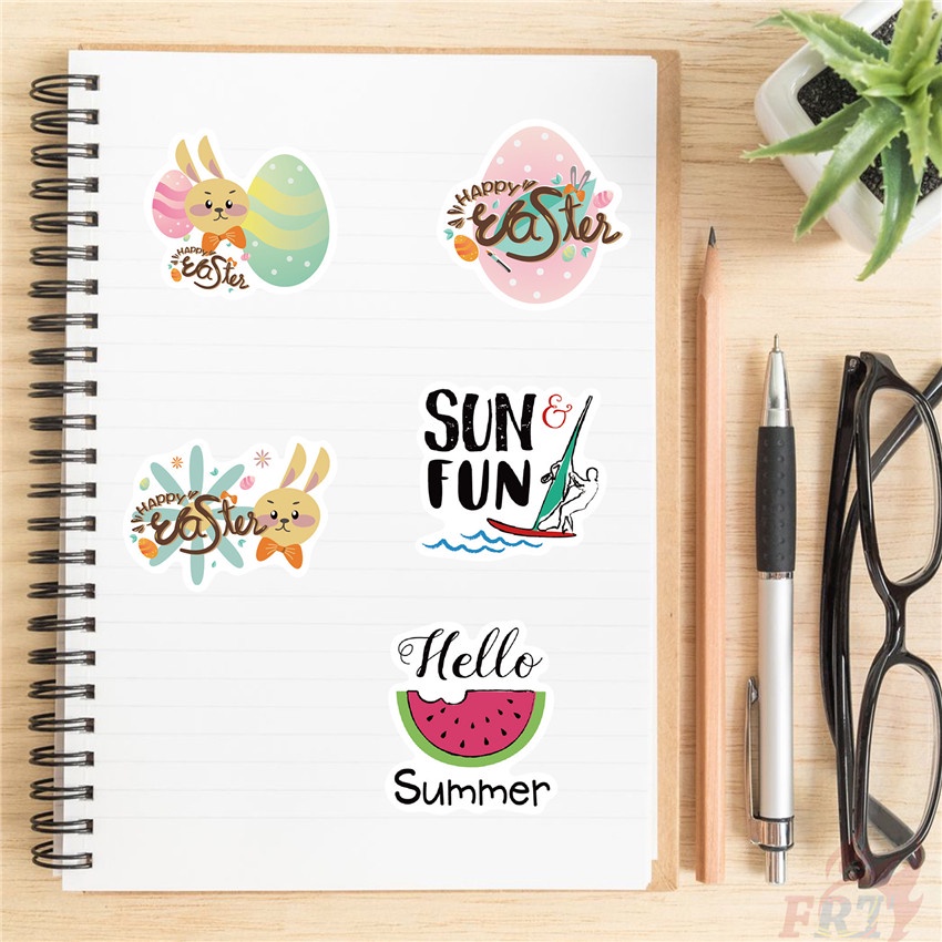 ❉ Sticker Dán Trang Trí Hình Bãi Biển Mùa Hè Series 01 ❉ Bộ 55 Sticker Chống Thấm Nước Họa Tiết Doodle Hợp Thời Trang