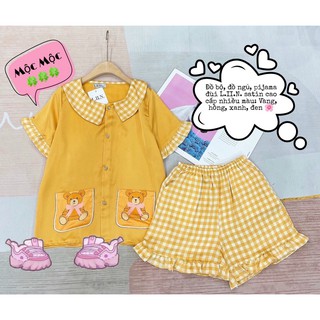 Đồ bộ đồ ngủ pijama dài kẻ caro đùi 4 màu: hồng, vàng, đen, xanh 🌸
