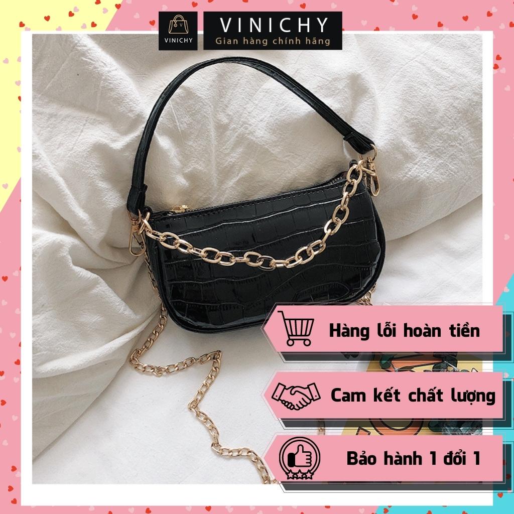 Túi xách nữ đeo chéo, đeo vai, túi cnk đi chơi, đi học VINICHY, da đẹp, thời trang cao cấp size 22cm HA124